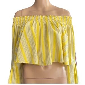 BEBE Off the Shoulder Poplin crop top - Sz. Small - NWT